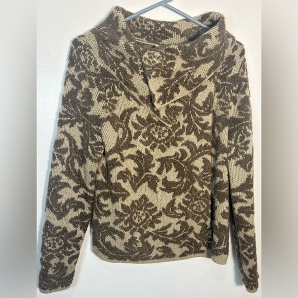 Chico's Brown and Cream Cowl Neck Sweater - Picture 4 of 10